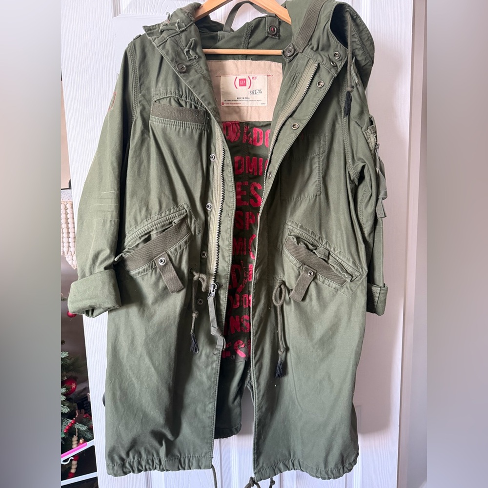 Vintage GAP Project RED Bono Military Fishtail Parka Army Green Jacket XS